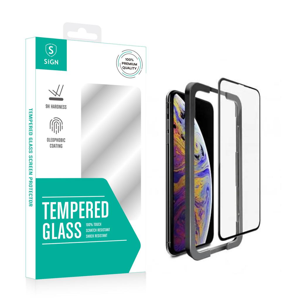 Produktbild för SiGN Skärmskydd Tempered Glass med applikator för iPhone 13 Mini - Full cover