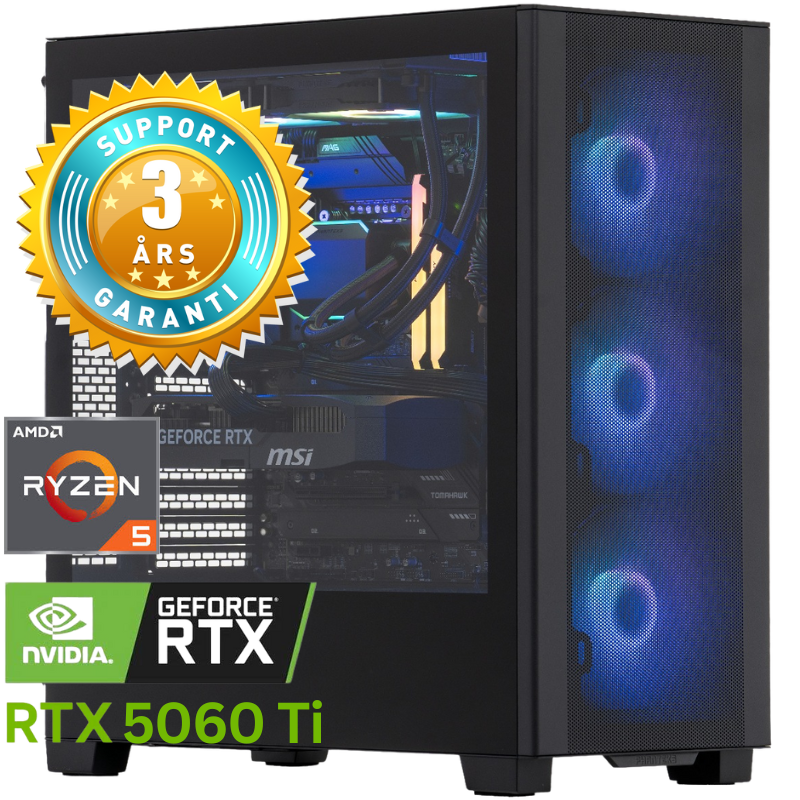Produktbild för Gamer God Loke v15 - Ryzen 5 9500F - RTX 5060 Ti - 32GB - 2TB SSD - Win 11 Home