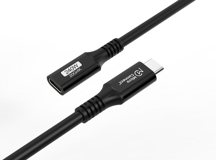Produktbild för MicroConnect Premium USB-C kabel - Förlängning - 1m - Svart