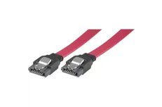 Produktbild för Deltaco Serial ATA-150 kabe - låsclips - 0,5m - Röd