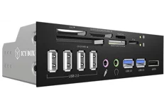 Produktbild för Icy Box Frontpanel IB-863A-B 5,25" - Minneskortläsare - USB - Audio - Svart