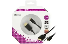 Produktbild för Deltaco HDMI-kabel HDMI - microHDMI 4K, Ethernet, svart, 2m