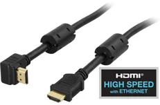 Produktbild för Deltaco HDMI-kabel v1.4 - hane-hane - Vinklad - Svart - 1m