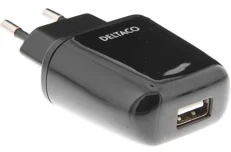 Produktbild för Deltaco Väggladdare - USB - 2.4A - Svart