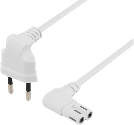 Produktbild för Deltaco Apparatkabel anslutning enhet och vägguttag - 3m - Vinklad - Vit
