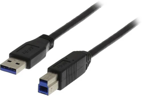 Produktbild för Deltaco USB 3.0 kabel - Typ A ha - Typ B ha - 1m - Svart