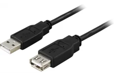 Produktbild för Deltaco USB 2.0 förlängningskabel Typ A hane - Typ A hona - 0,1m - Svart