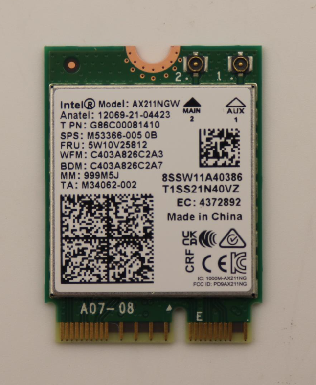 Produktbild för Lenovo Intel Wi-Fi 6E AX211 M.2 2230 (Bulk förpackad)