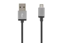 Produktbild för Deltaco PRIME USB-kabel - Tygklädd - Typ A ha - Typ Micro B - 2m - Svart