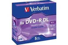 Produktbild för Verbatim DVD+R 8X 8,5GB 5-Pack DL