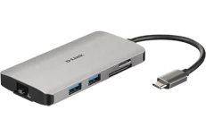 Produktbild för D-Link DUB-M810 8-in-1 USB-C Hub with HDMI/Ethernet/Card Reader/Power Delivery