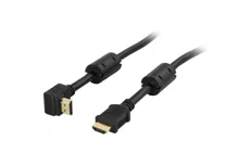 Produktbild för Deltaco HDMI-kabel 1.4 19-pin ha-ha, vinklad-rak, svart, 2m