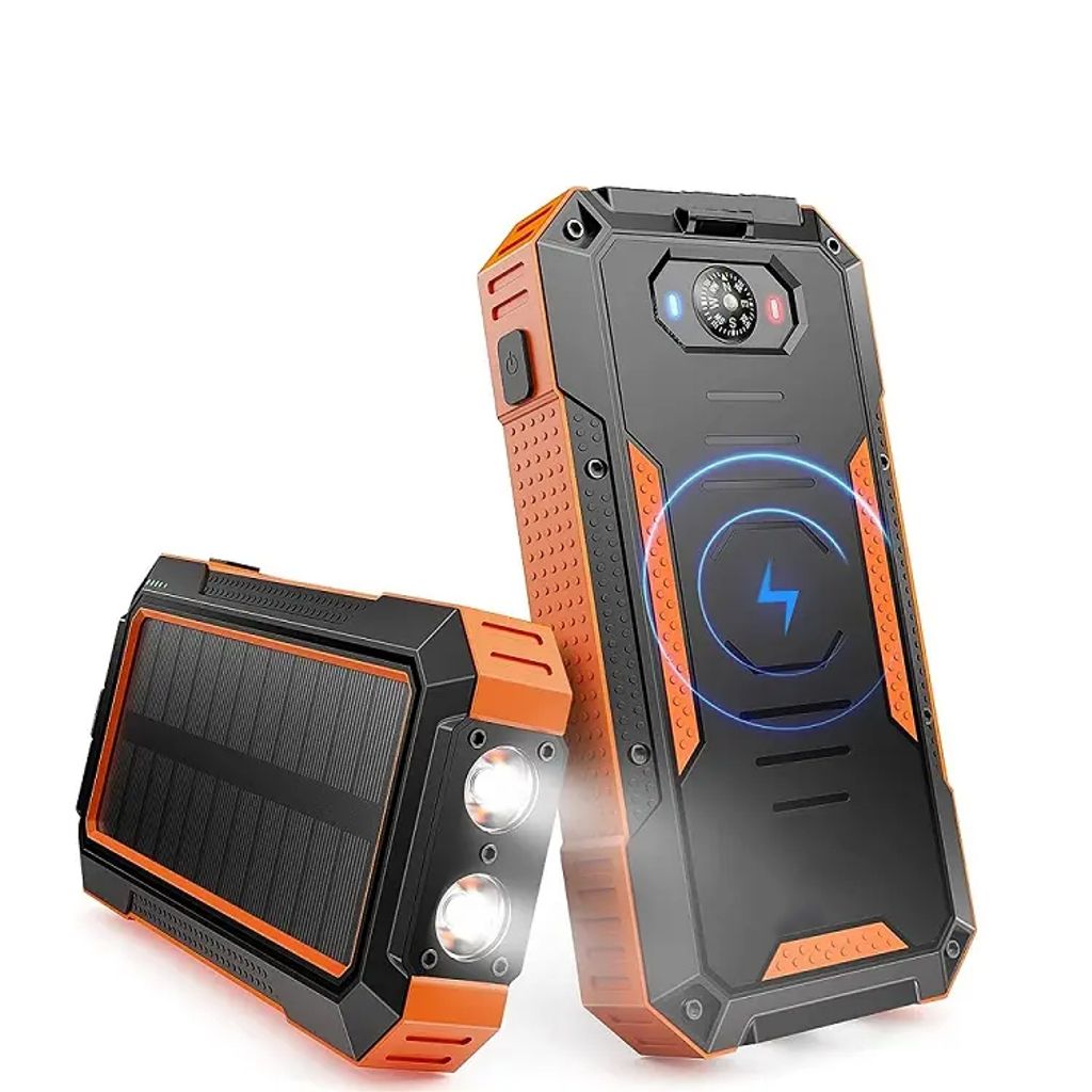 Produktbild för SiGN Solar Powerbank med trådlös laddning - 20 000mAh - Orange