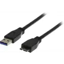 Produktbild för Deltaco USB 3.0 kabel - Typ A ha - Typ Micro B ha - 2m - Svart