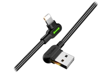 Produktbild för Mcdodo Vinklad Lightning till vinklad USB - LED - 1,2m - Svart