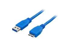Produktbild för COM USB 3.0 kabel, Typ A hane - Typ Micro B hane - 1m - Blå