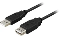 Produktbild för Deltaco USB 2.0 förlängningskabel - Typ A ha till Typ A ho - 1m - Svart