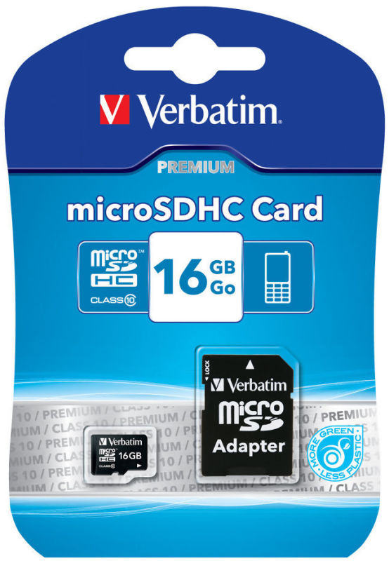 Produktbild för Verbatim 16GB micro SDHC Class 10 + Adapter