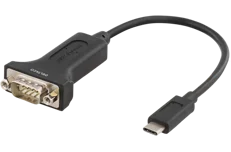 Produktbild för Deltaco USB-C till seriell adapter - RS-232 - 1st DE9 hane - 0,2m - Svart