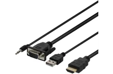 Produktbild för Deltaco VGA med ljud till HDMI kabel - Drivs med USB - 2m - Svart