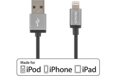 Produktbild för Deltaco PRIME USB - Lightning - 1m - Tygklädd - Space Grey