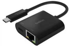 Produktbild för Belkin USB-C till LAN (Gigabit) + Laddning 60W - Svart