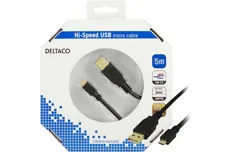 Produktbild för Deltaco USB 2.0 typ A till Micro-B USB, 5-pin, 5m, svart