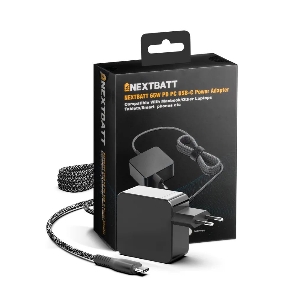 Produktbild för NEXTBATT Charger / AC Adapter - USB-C - 65W - PD3.0 for MacBook, Laptops