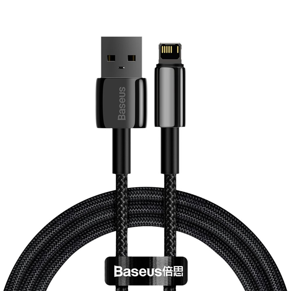 Produktbild för Baseus Tungsten Gold USB-A till Lightning kabel - 2.4A - 1m - Svart