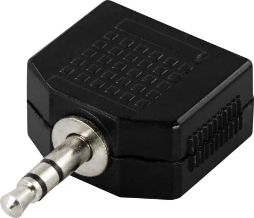 Produktbild för Deltaco Audio Splitter - Y-koppling - 1st 3,5mm till 2st 3,5mm - Svart