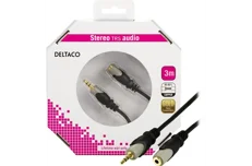 Produktbild för Deltaco ljudkabel - Förlängning - 3,5mm - hane till hona - 3m - Svart