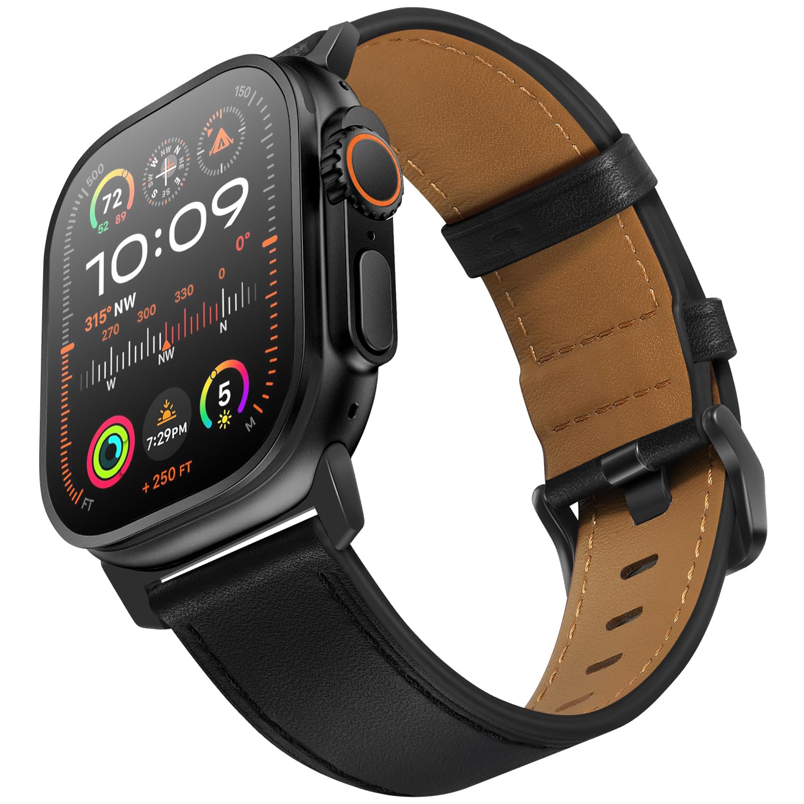 Produktbild för Apple Watch Ultra 3 (2025) - 49mm - Svart - Läderarmband - Grade A