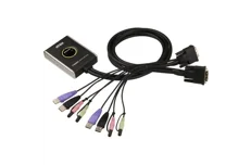 Produktbild för Aten KVM-switch - 1 konsol styr 2 datorer - DVI-D, USB och ljud - 1,2m